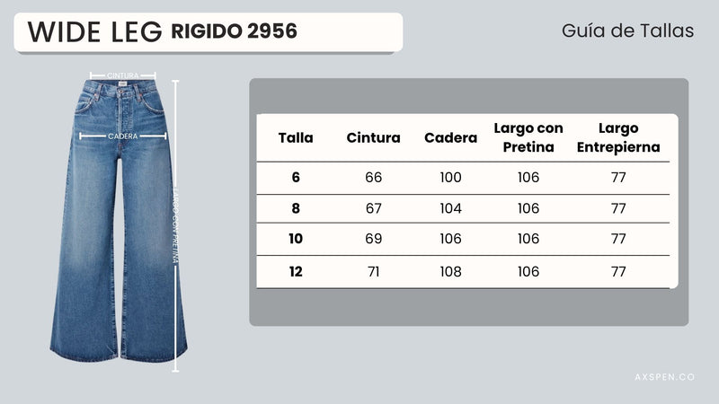 Tabla de tallajes para Jean Axspen Wide Leg Ax-2956