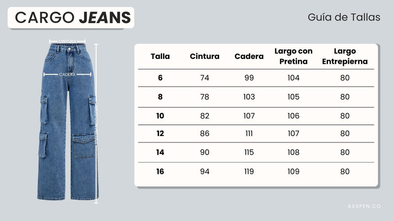 Tabla de tallajes para Axspen cargo yg