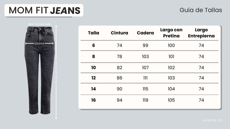 Tabla de tallajes para Mom Fit Axspen H-176