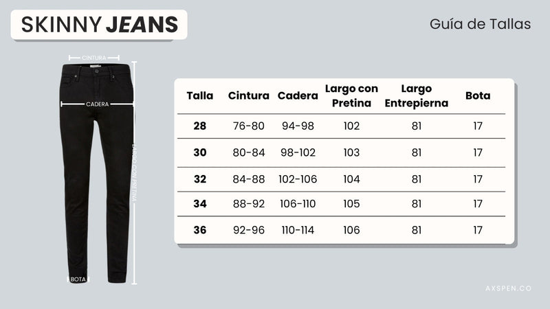 Tabla de tallajes para Jean masculino H-061