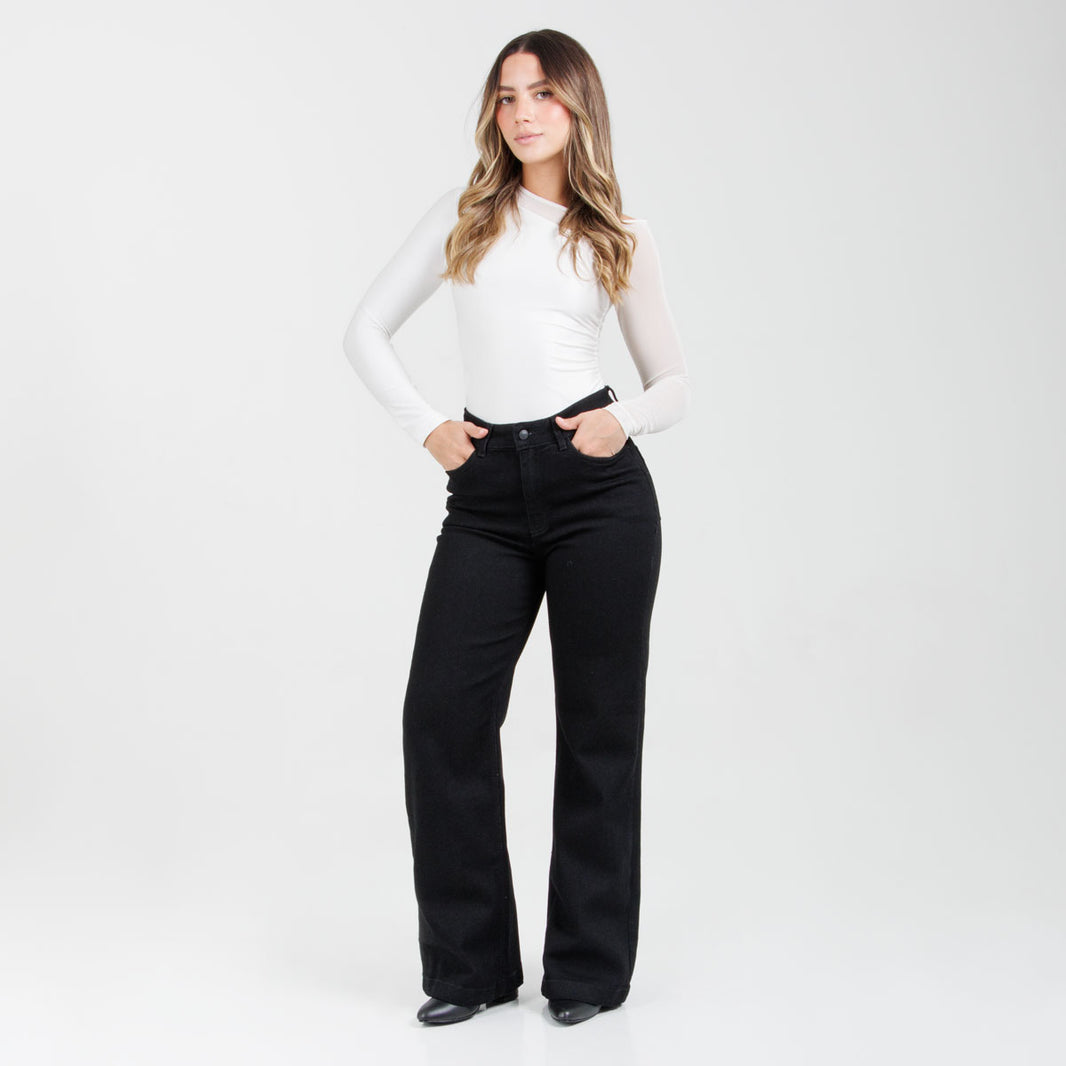 Jean Wide Leg Negro Ax-3174 Licrado