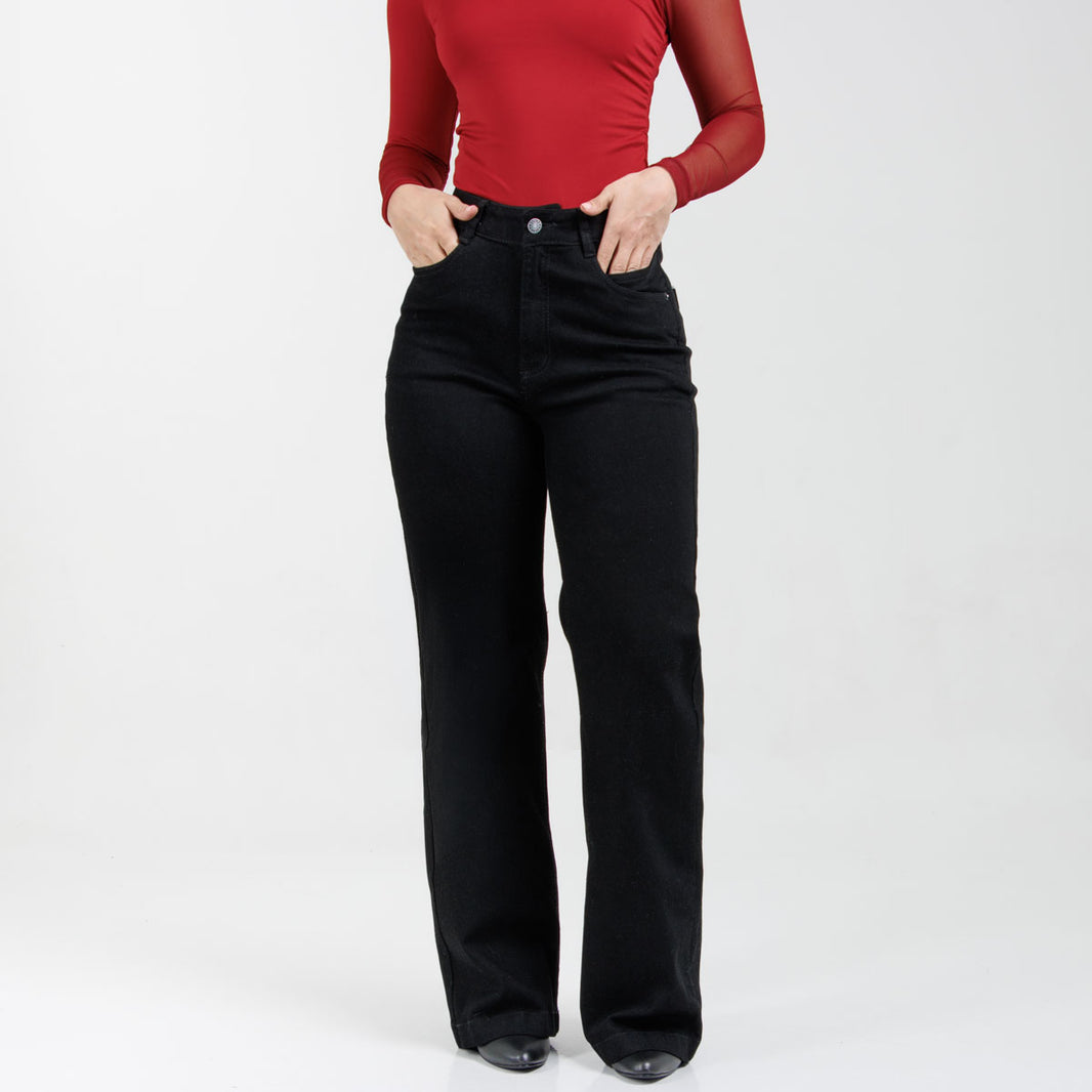 Jean Wde Leg Negro Ax-3158 Licrado