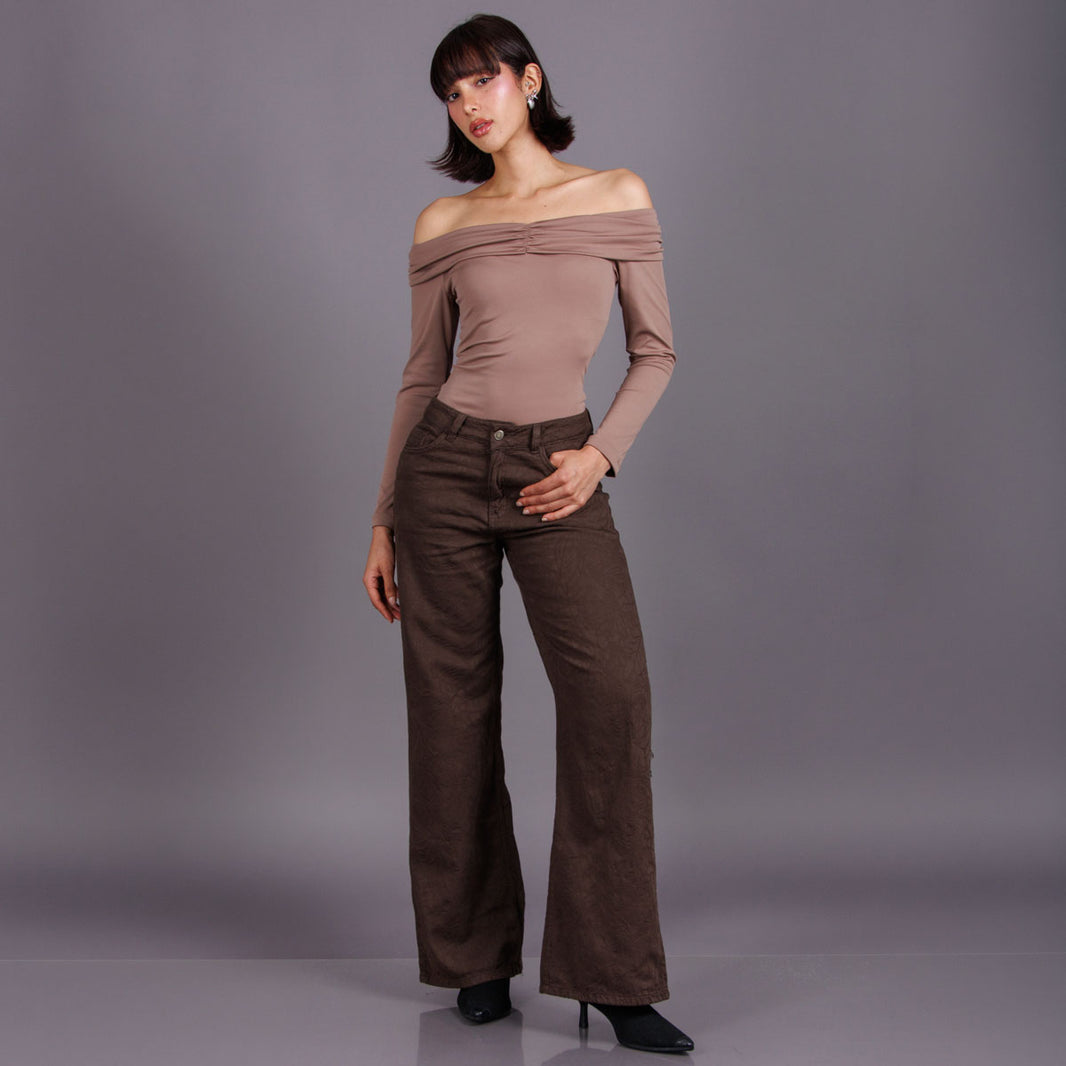 Jean Wide Leg Cafe Ax-3103 Rigido