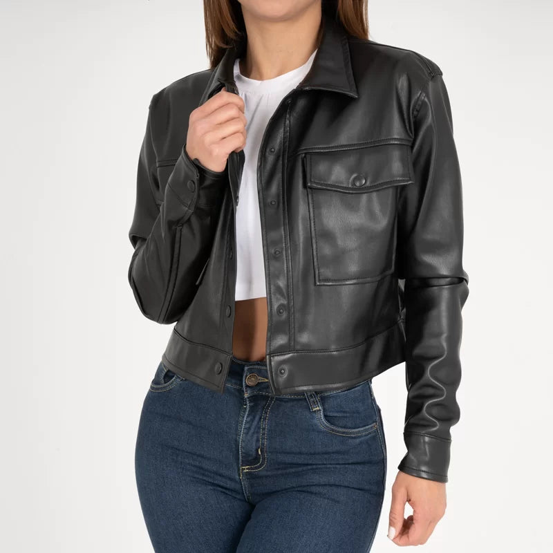 Cazadora Efecto Piel B1707 Negro