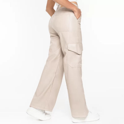 Pantalón en efecto Piel AX-2249 Beige