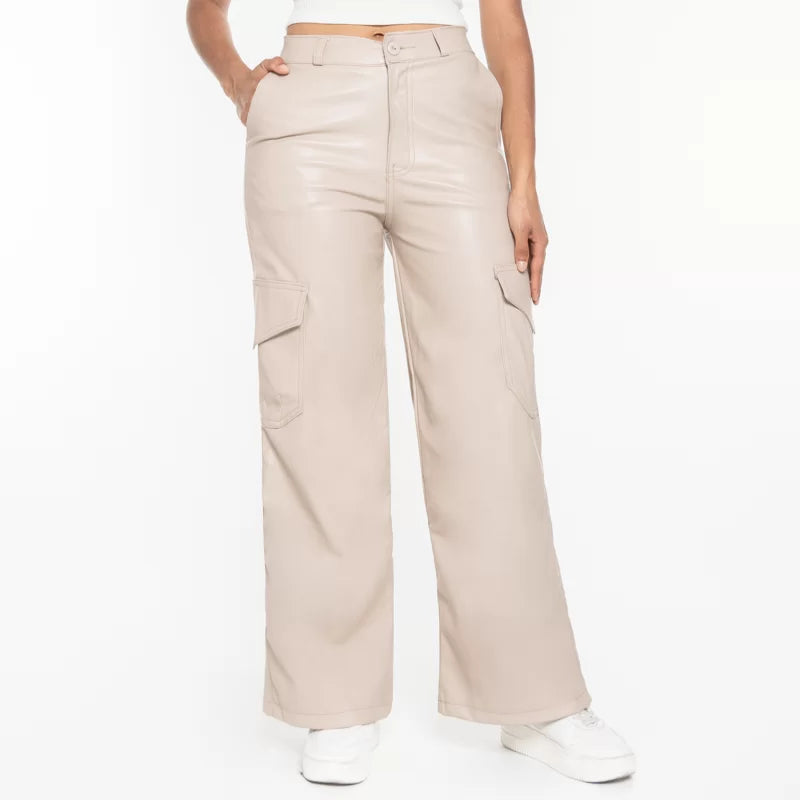 Pantalón en efecto Piel AX-2249 Beige
