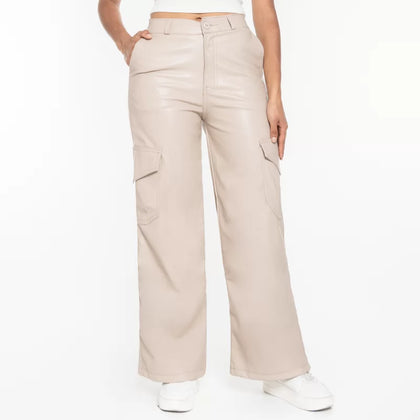 Pantalón en efecto Piel AX-2249 Beige