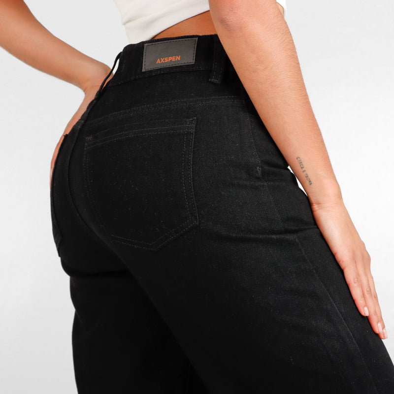 Jeans Axspen Mom Fit 2569 Negro Rigido