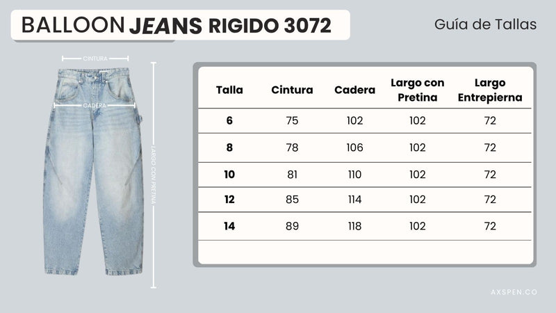 Tabla de tallajes para Jean Oxap Baggy Ax-2761