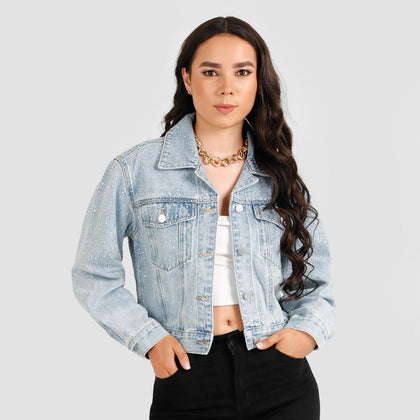 Chaqueta Denim brillos GY4032