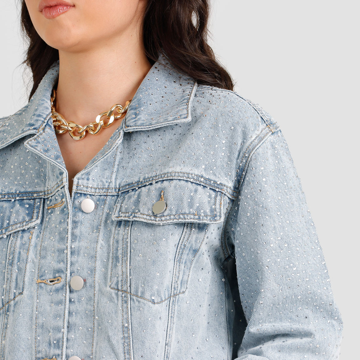 Chaqueta Denim brillos GY4032