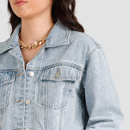 Chaqueta Denim brillos GY4032