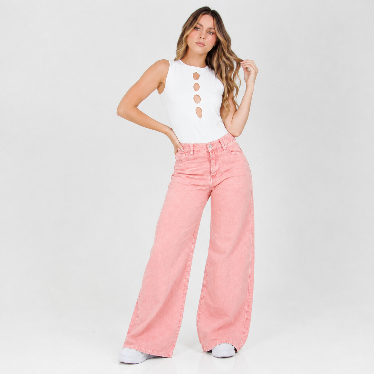 Jean Wide Leg Rosa Ax-3104 Rigido