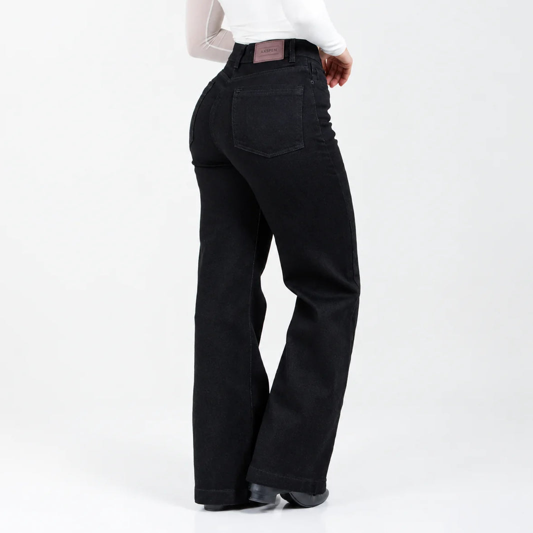 Jean Wide Leg Negro Basico Ax-3174 licrado