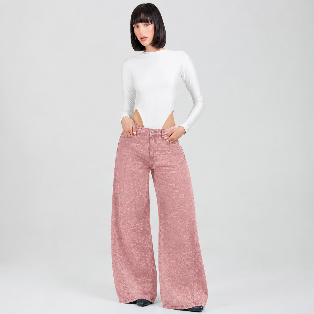 Jean Wide Leg Rosa Ax-3129 Rigido Premium