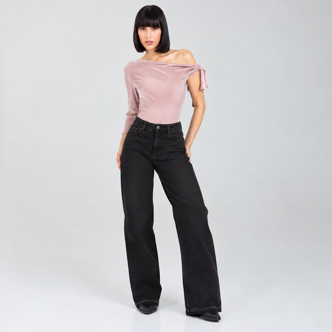 Jean Wide Leg Negro Ax-3206 Licrado