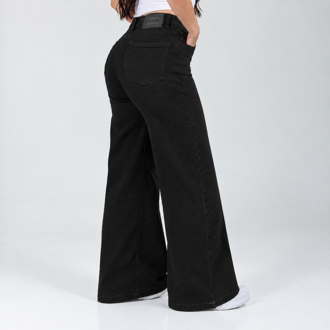 Jean Wide Leg Negro Ax-3206 Licrado