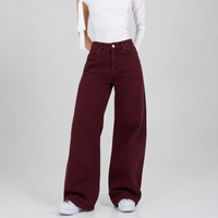 Jean Wide Leg Vinotinto Ax-3097 Rigido