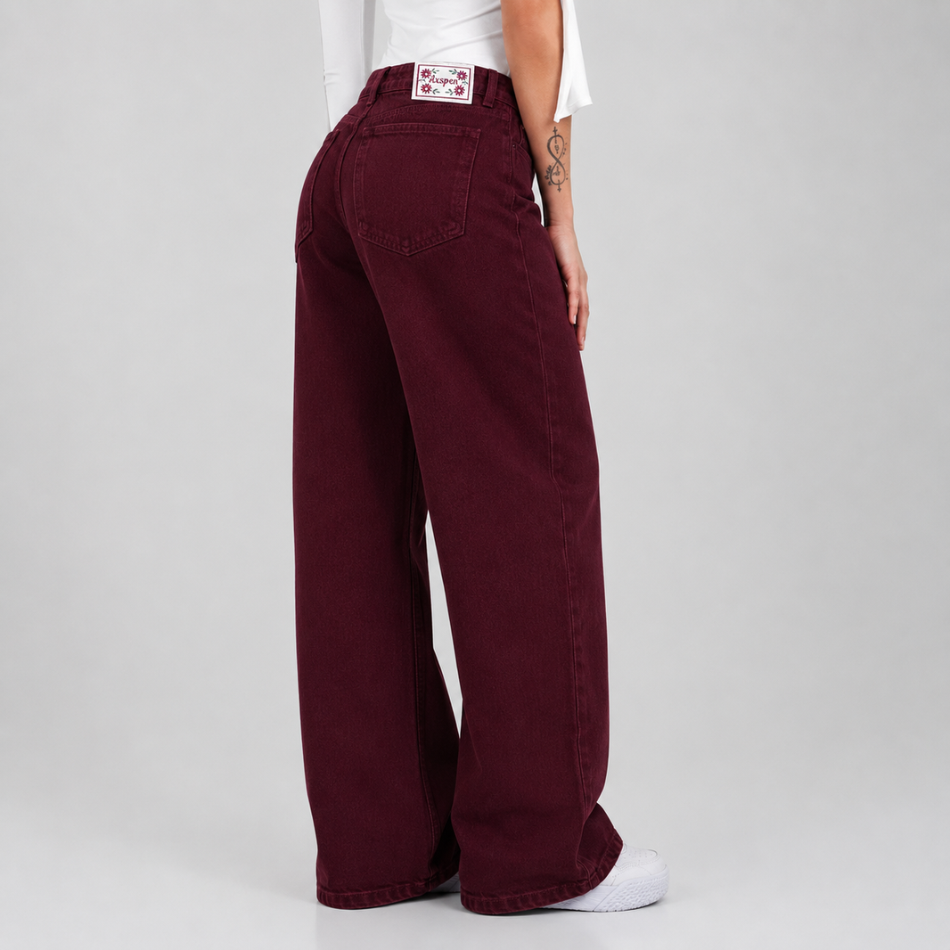 Jean Wide Leg Vinotinto Ax-3097 Rigido