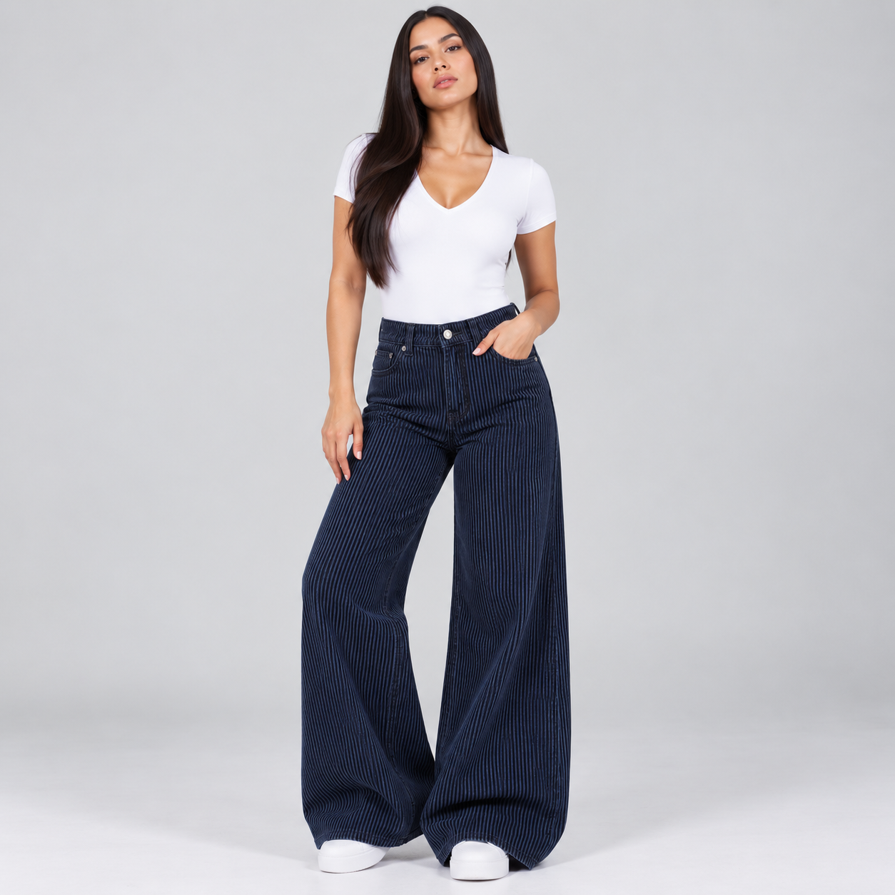 Jean Wide Leg Azul Ax-3229 LIcrado Premium