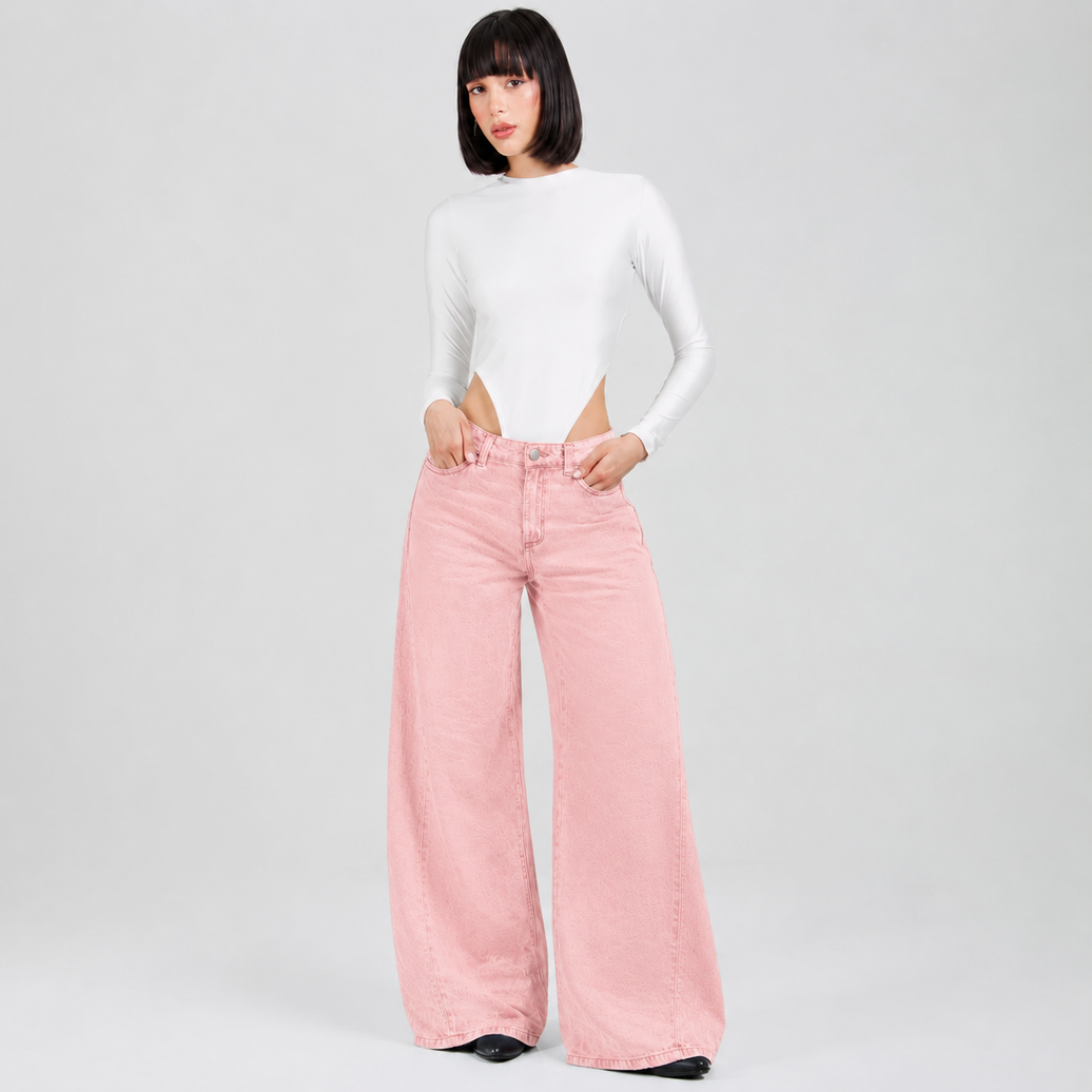 Jean Wide Leg Rosa Ax-3129 Rigido Premium