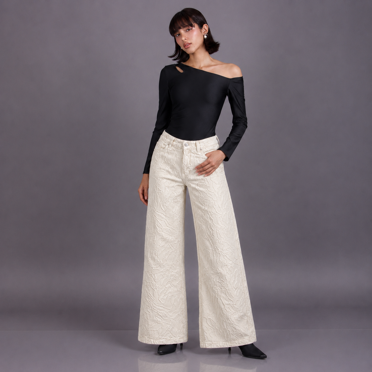 Jean Wide Leg Marfil ax-3105 Rigido