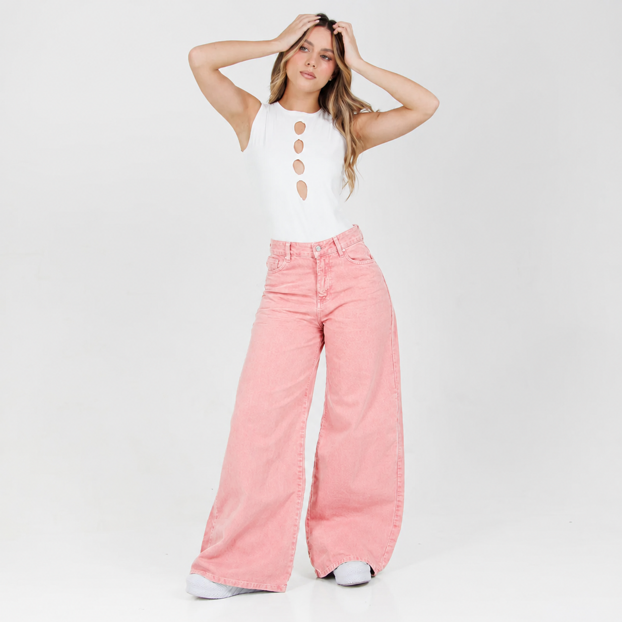 Jean Wide Leg Rosa Ax-3104 Rigido