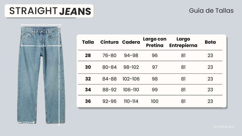 Tabla de tallajes para Jean Axspen Straigh H203