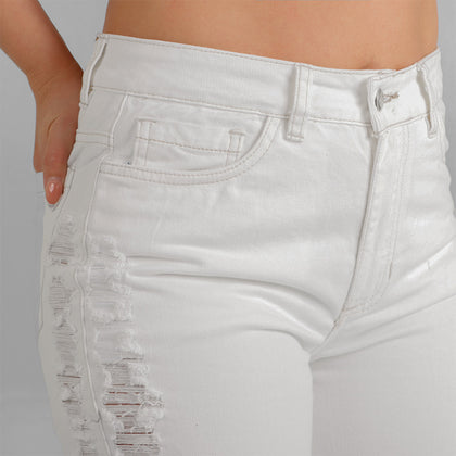 Jeans de dama Mom Fit ax-2561 Marfil