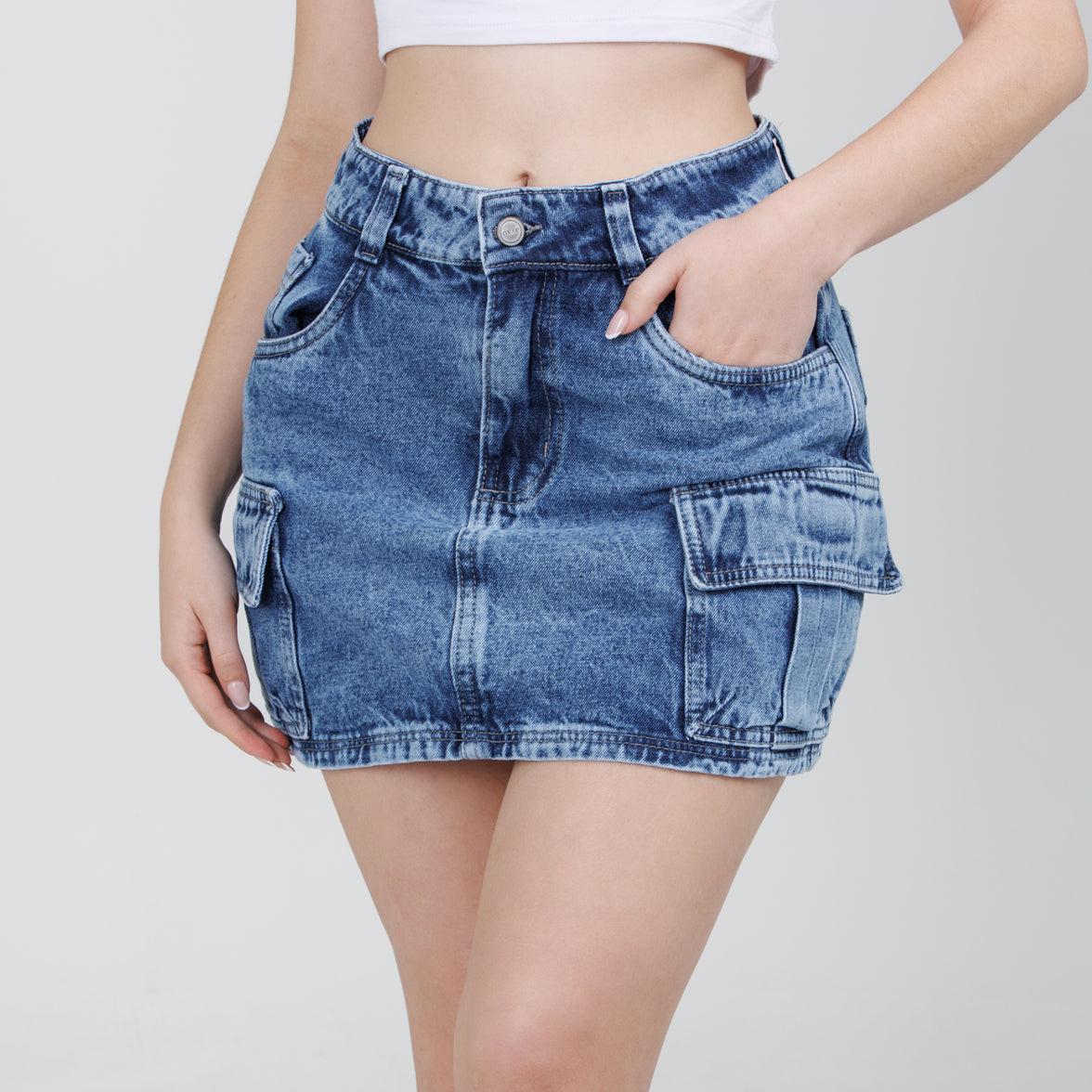 Falda Denim Cargo B1819