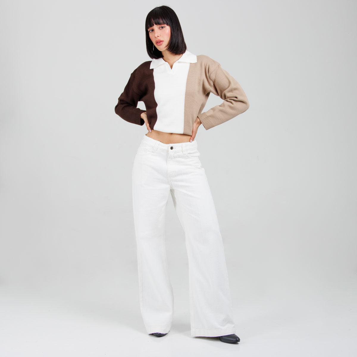 Jean Wide Leg Marfil ax-3150 Rigido Premium