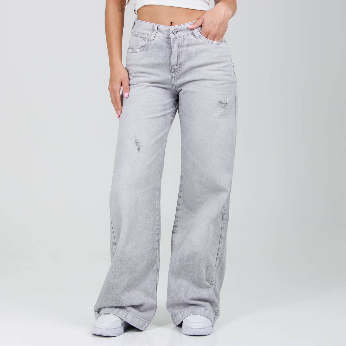 Jean Axspen Wide Leg Ax-2749 Gris Claro - Main Image