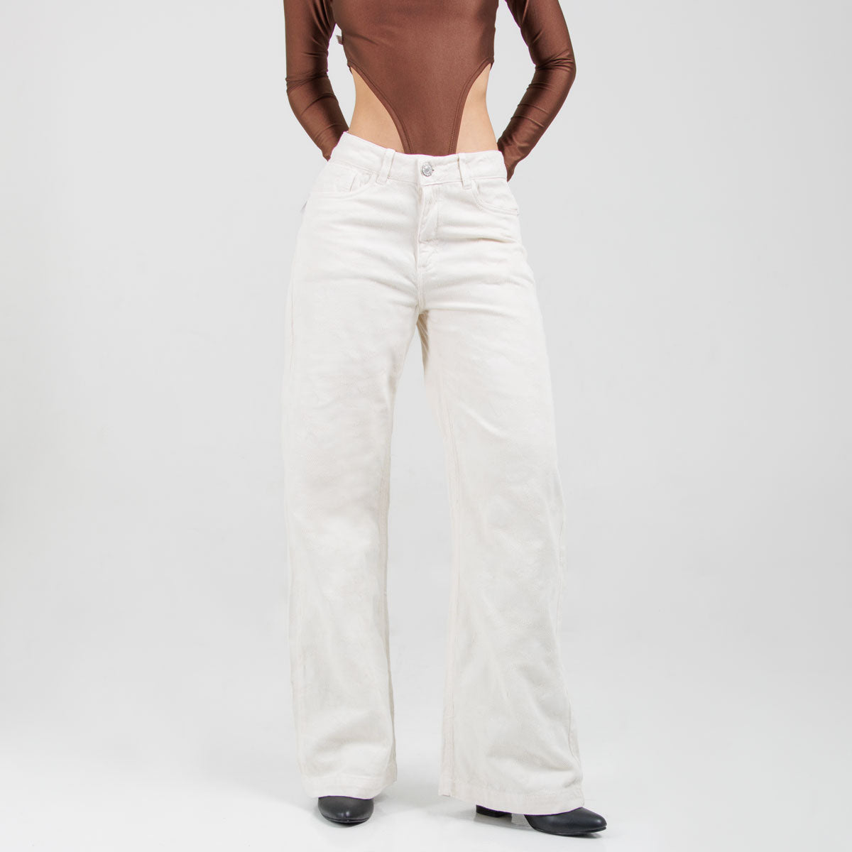 Jean Wide Leg Marfil Ax-3107 Rigido Premium