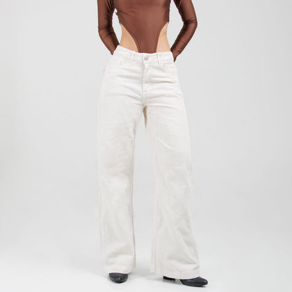 Jean Wide Leg Marfil Ax-3107 Rigido Premium