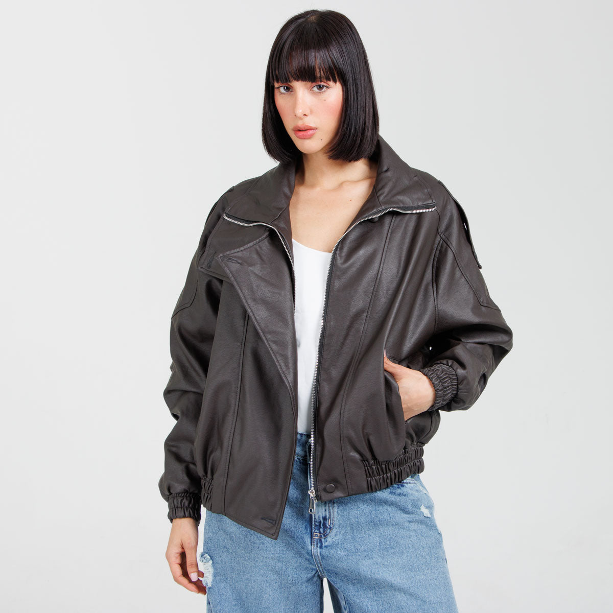 Cazadora Efecto piel CH150 Cafe
