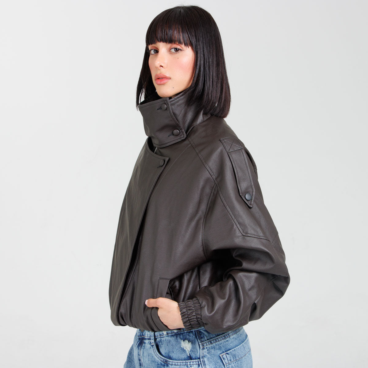Cazadora Efecto piel CH150 Cafe