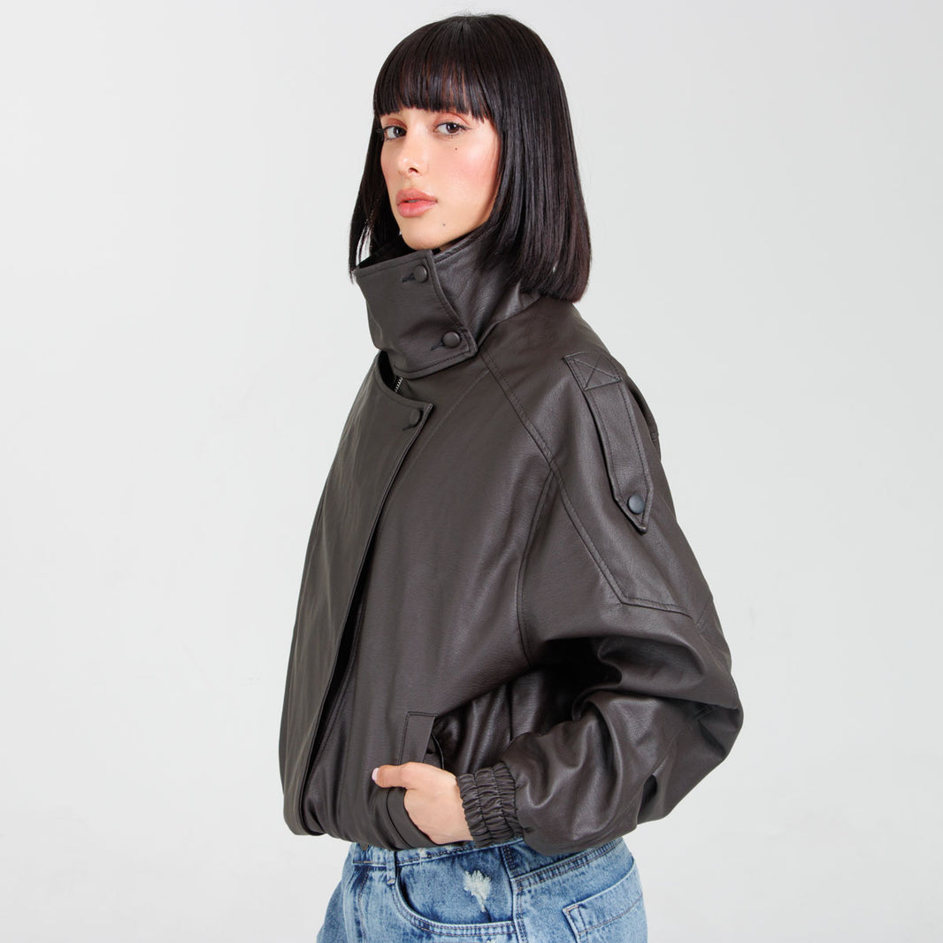 Cazadora Efecto piel CH150 Cafe