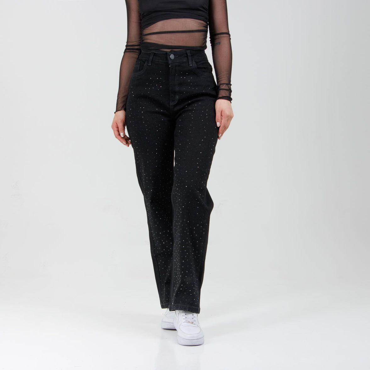 Jean Axspen Mom Fit Brillos  Ox-2899 Negro