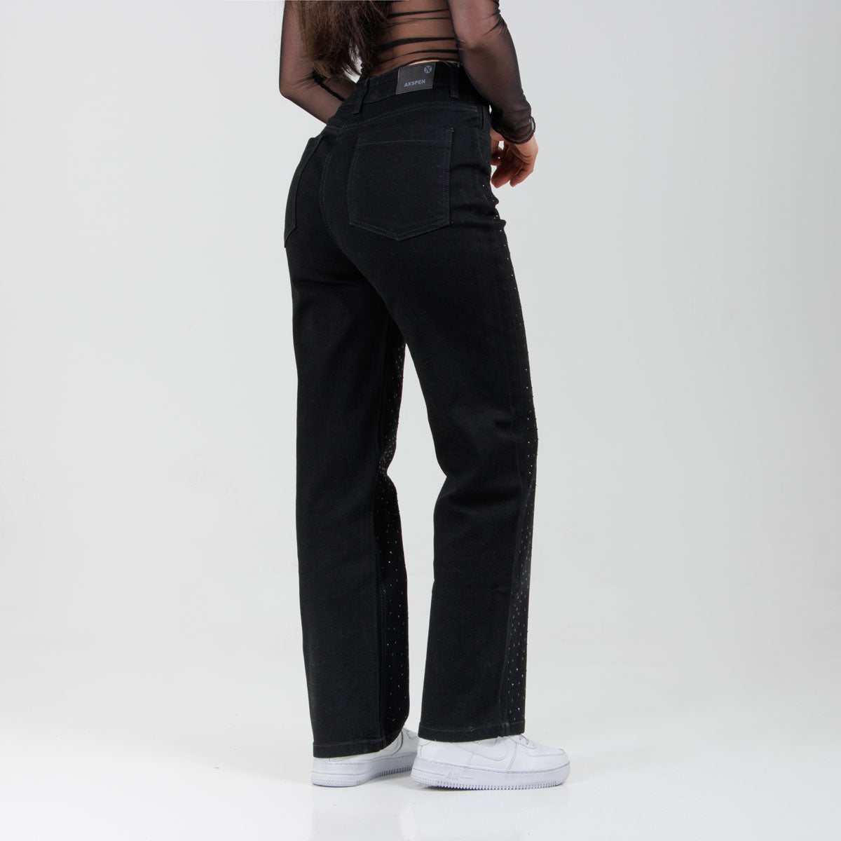 Jean Axspen Mom Fit Brillos  Ox-2899 Negro