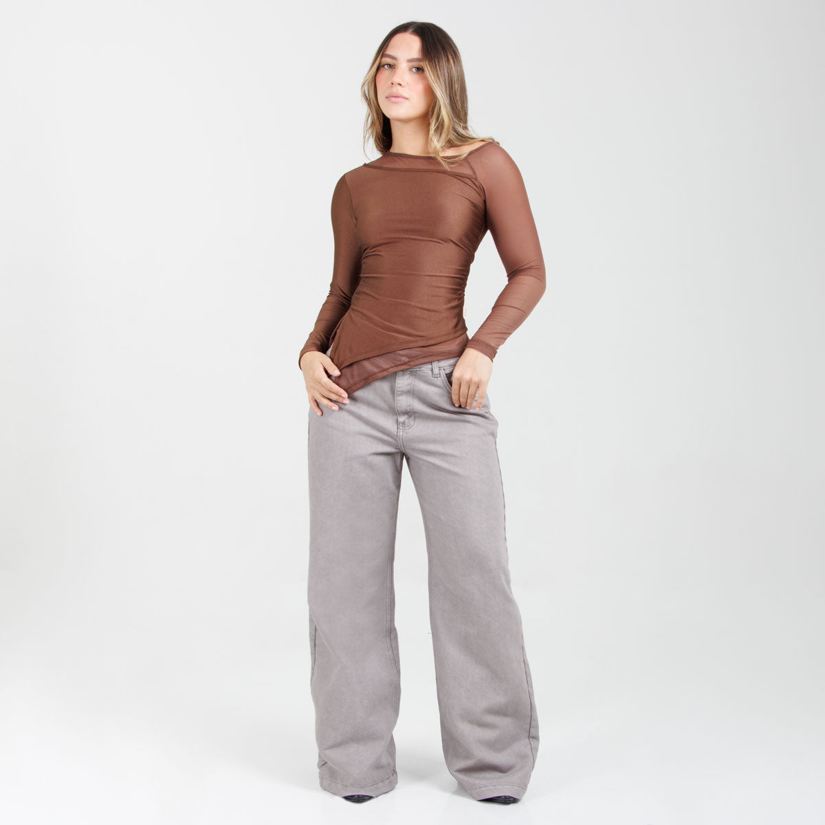 Jean Wide Leg Gris Ax-3153 Rigido