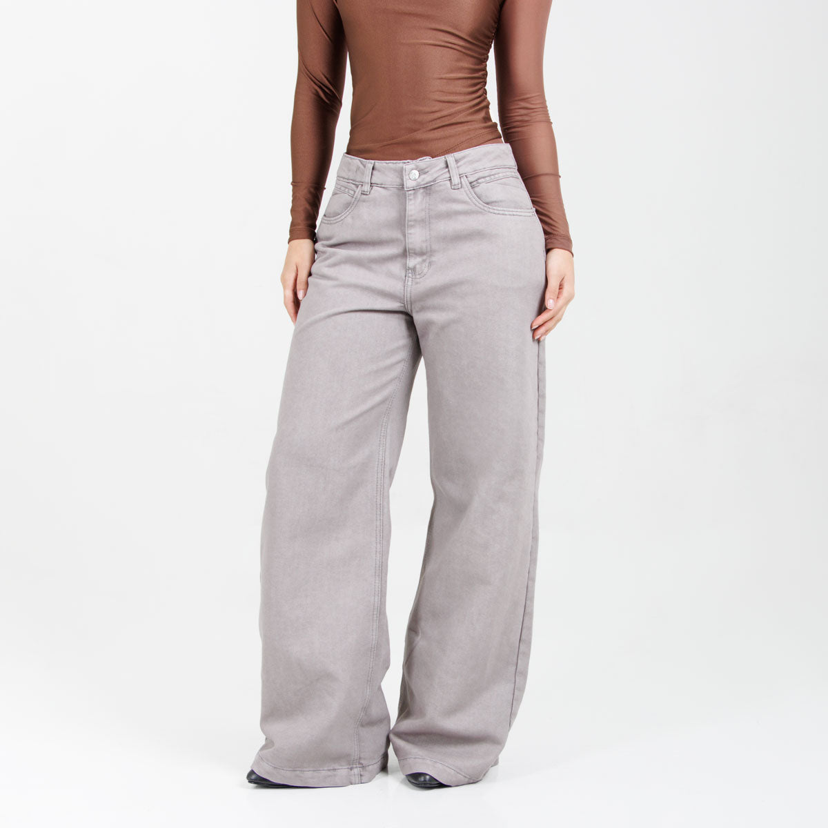 Jean Wide Leg Gris Ax-3153 Rigido