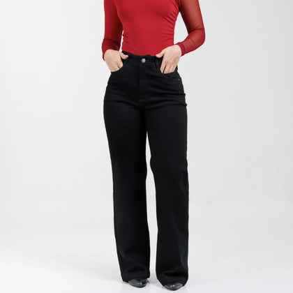Jean Wide Leg Negro Ax-3140 Licrado