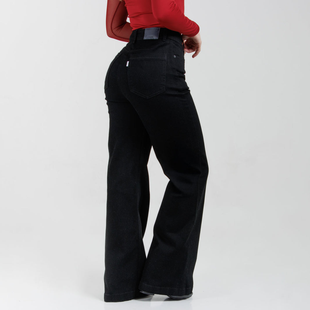 Jean Wde Leg Negro Ax-3158 Licrado
