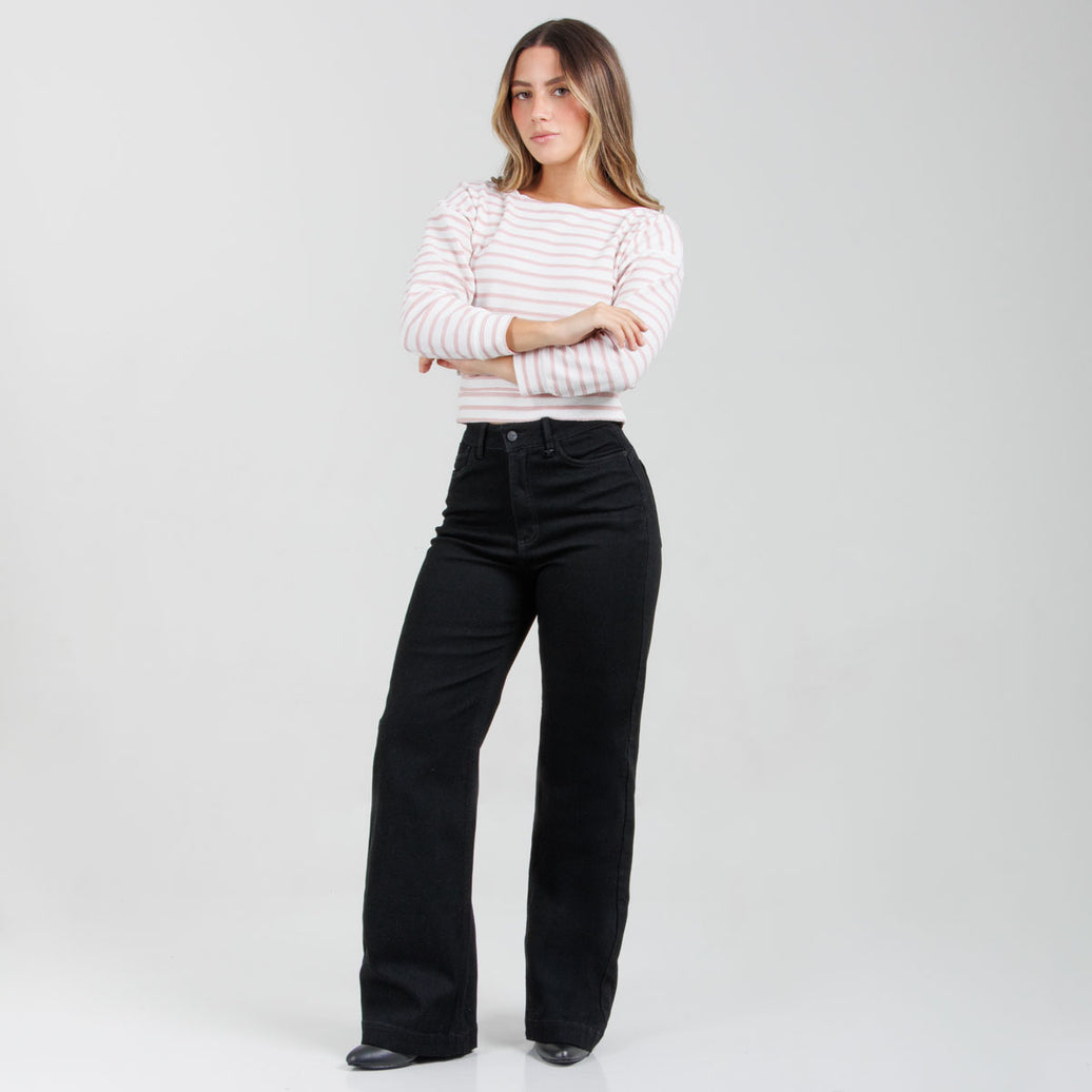 Jean Wde Leg Negro Ax-3158 Licrado