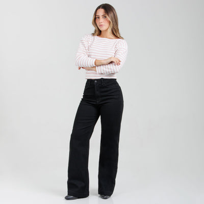 Jean Wde Leg Negro Ax-3158 Licrado