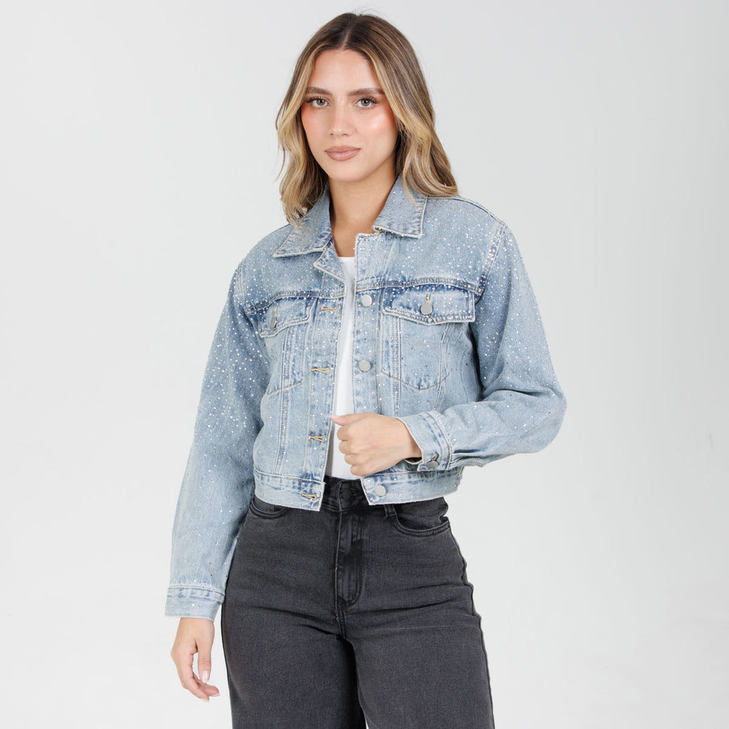 Chaqueta Denim brillos GY4032