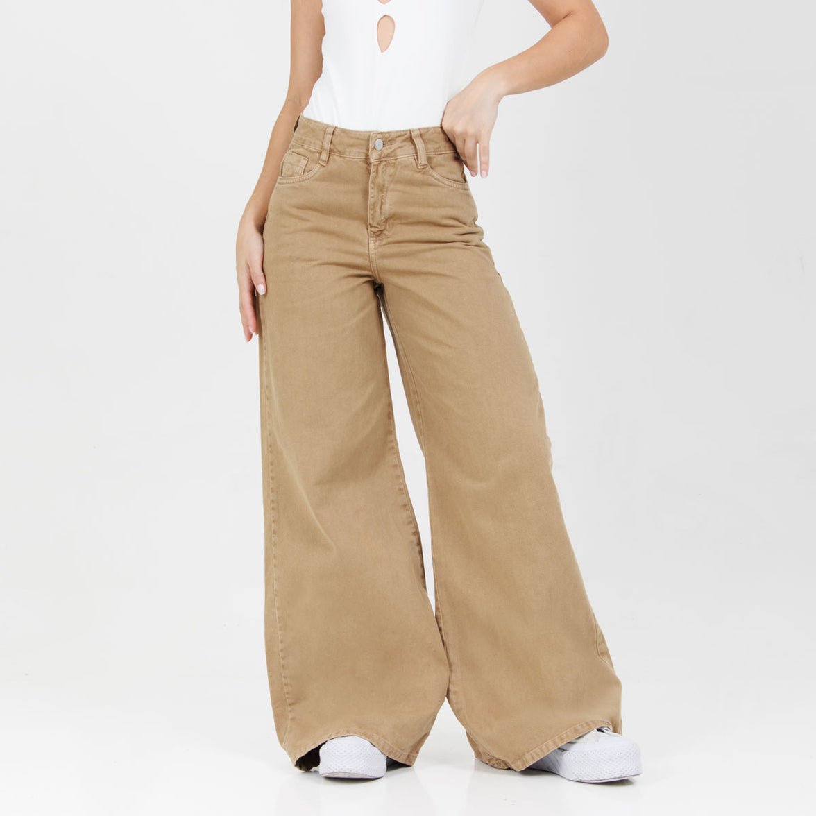Jean Axspen Wide Leg Ax-2921 Camel Rigido