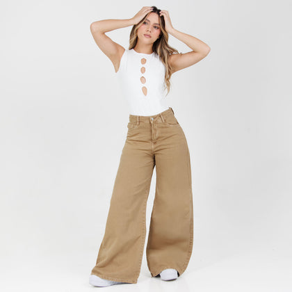 Jean Axspen Wide Leg Ax-2921 Camel Rigido