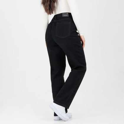 Jean Axspen Mom Fit Brillos  Ox-2899 Negro