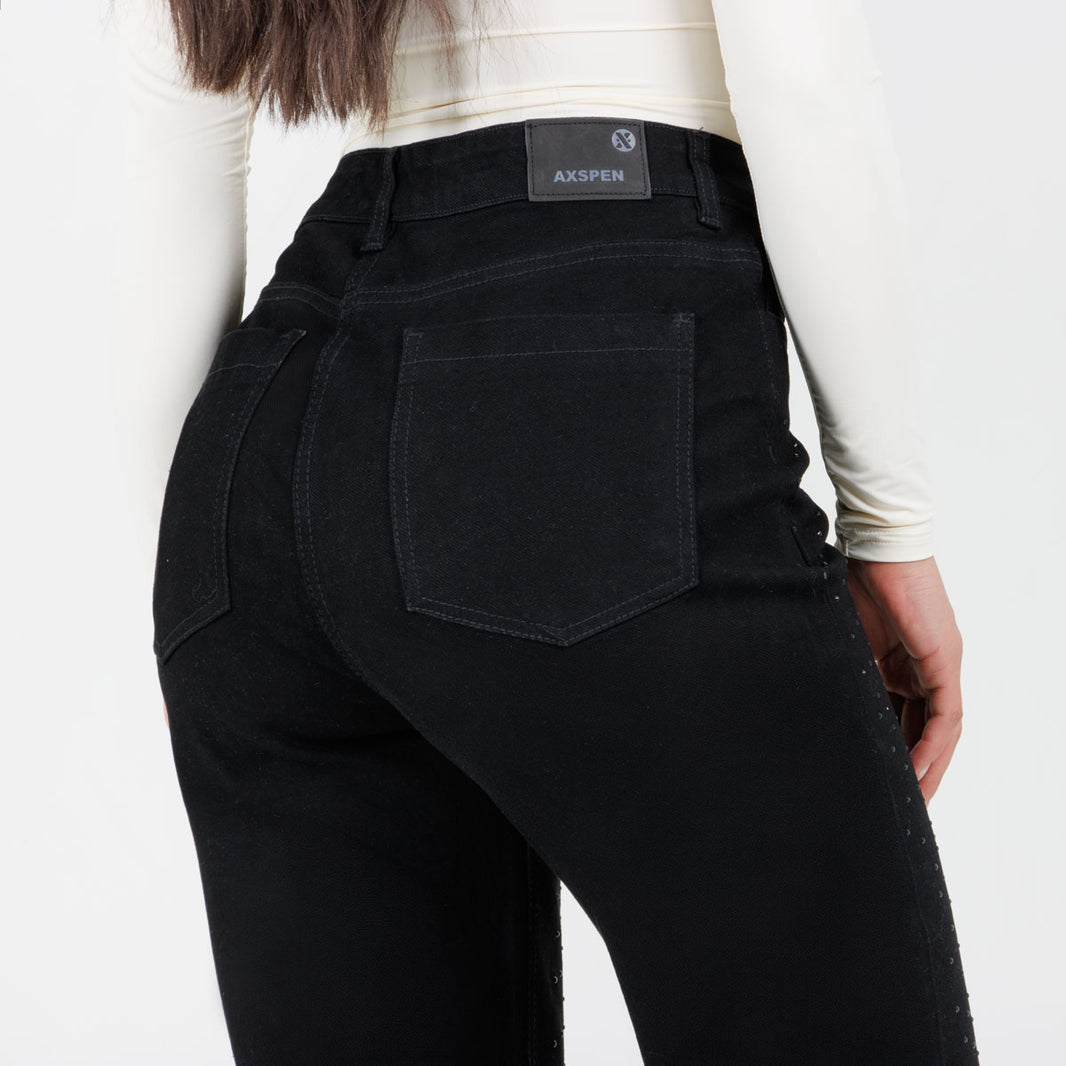 Jean Axspen Mom Fit Brillos  Ox-2899 Negro